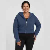 Women's Cropped Zip Hoodie Casual Sweatshirt