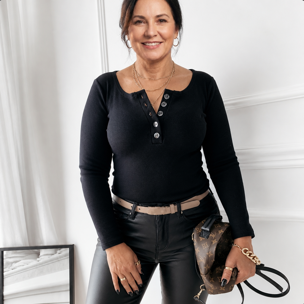 Ribbed Button Top - 4