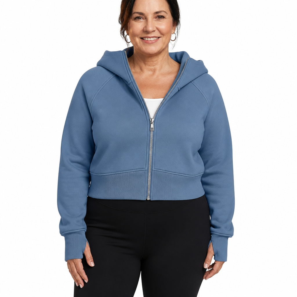 Cropped Zip Hoodie - 8