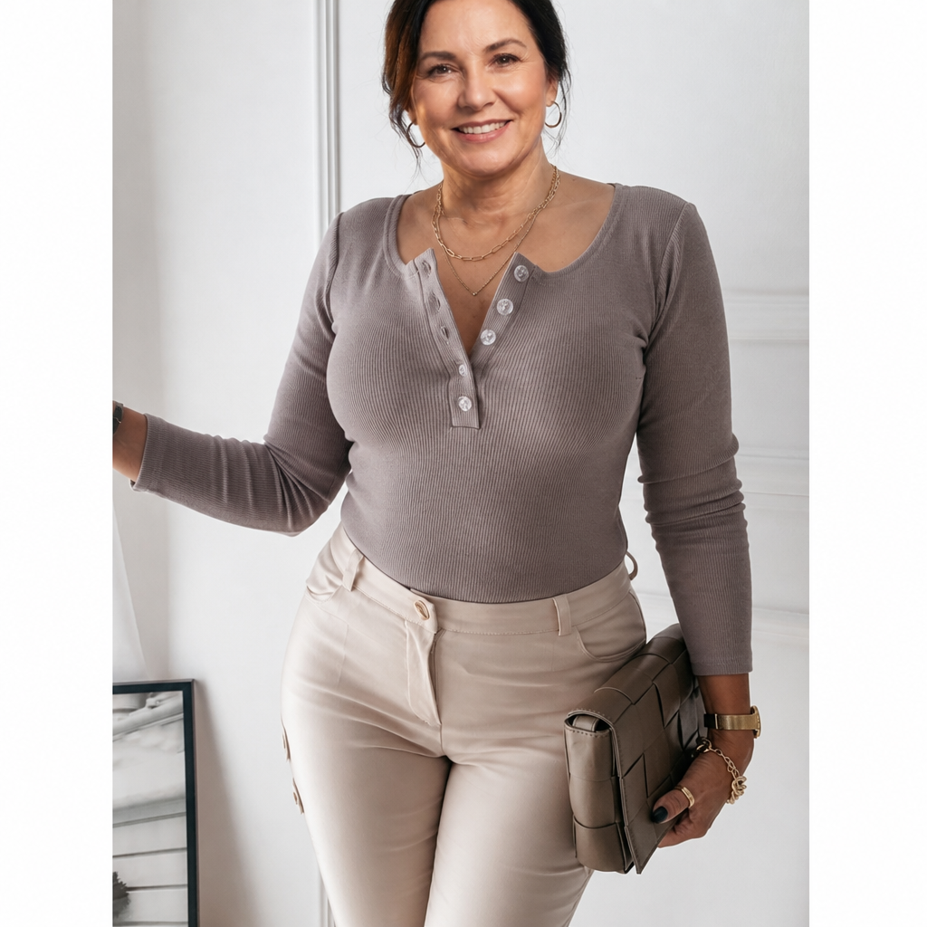 Ribbed Button Top - 6