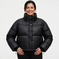 Women's Lightweight Cropped Black Puffer Jacket