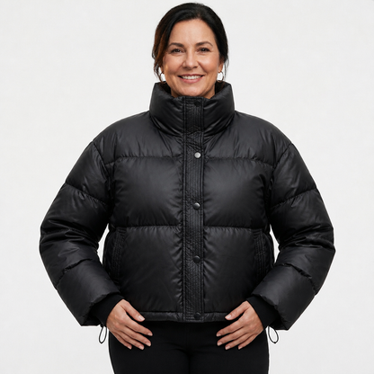 Cropped Black Puffer Jacket - 1