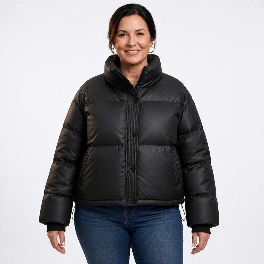 Cropped Black Puffer Jacket - 2