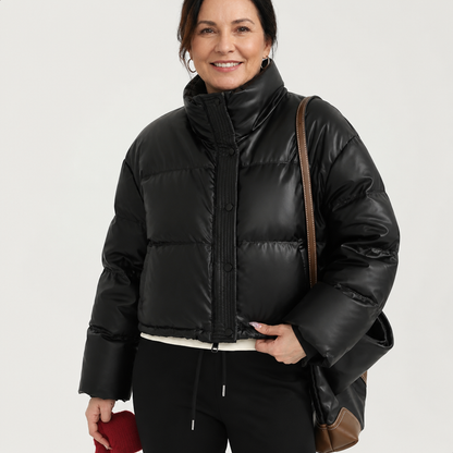 Cropped Black Puffer Jacket - 3