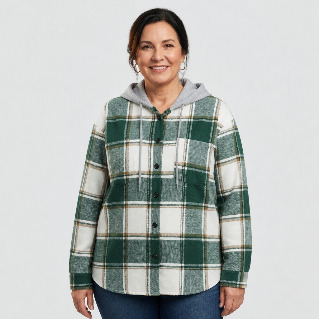 Hooded Plaid Flannel Shacket - 2