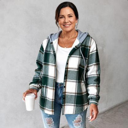 Hooded Plaid Flannel Shacket - 3