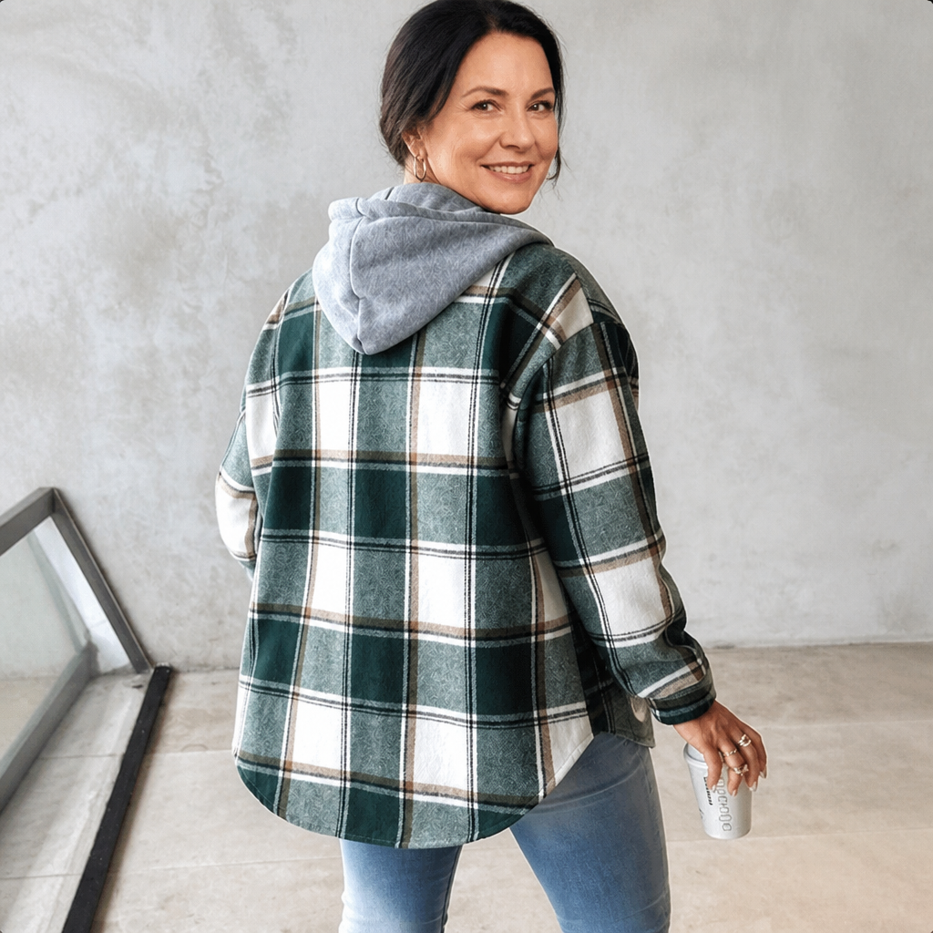 Hooded Plaid Flannel Shacket - 4