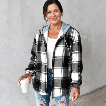 Hooded Plaid Flannel Shacket - 5