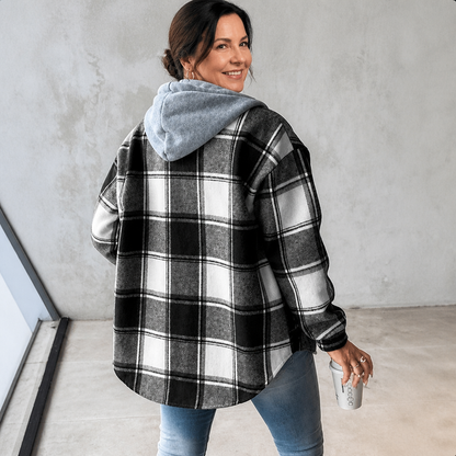 Hooded Plaid Flannel Shacket - 6