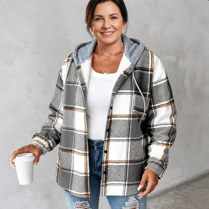 Hooded Plaid Flannel Shacket - 7