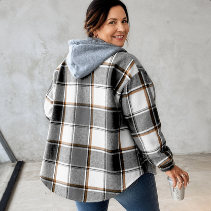 Hooded Plaid Flannel Shacket - 8