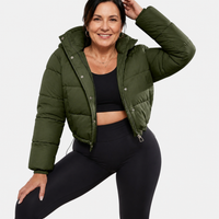 Women's Cropped Quilted Black Puffer Jacket