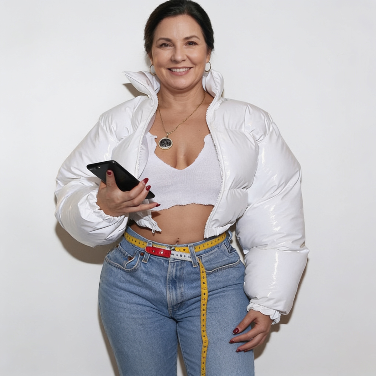Glossy Cropped Puffer Jacket - 2