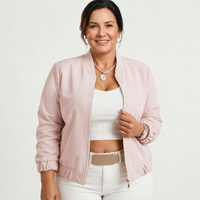 Women's Cropped Slim Fit Lightweight Bomber Jacket