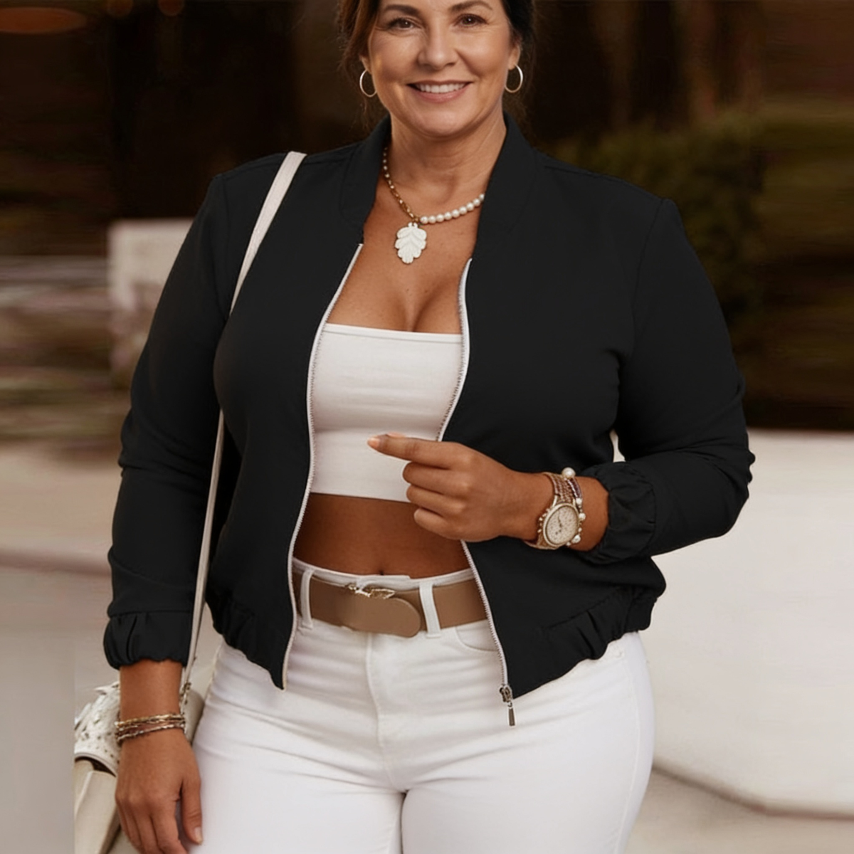Cropped Bomber Jacket - 3