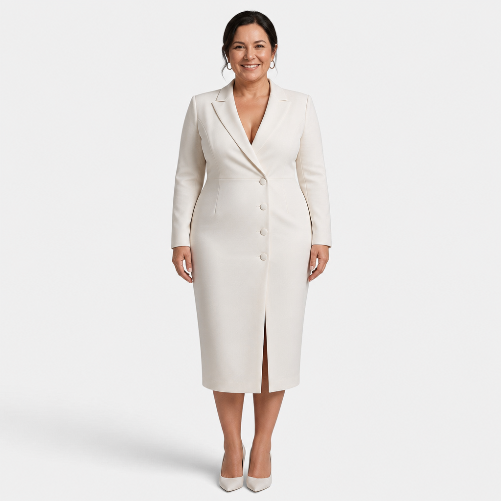 White Midi Blazer Dress - 1