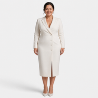 Women's Elegant White Midi Blazer Dress