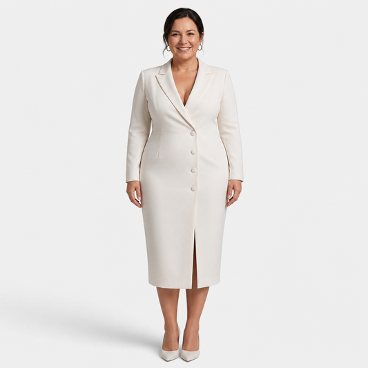 White Midi Blazer Dress - 1