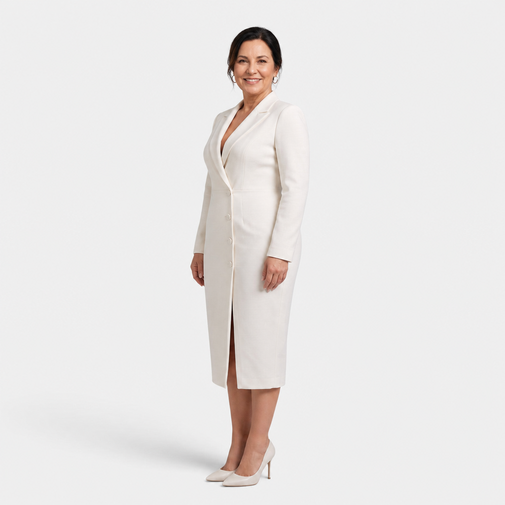 White Midi Blazer Dress - 2