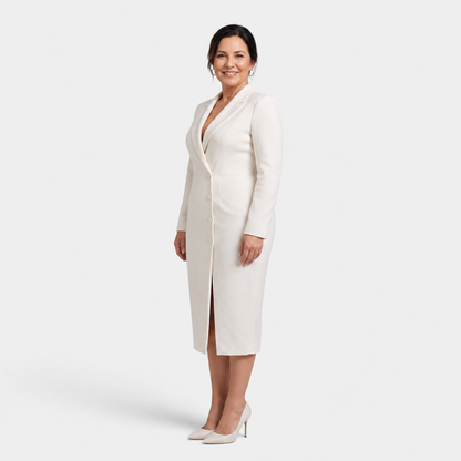 White Midi Blazer Dress - 2