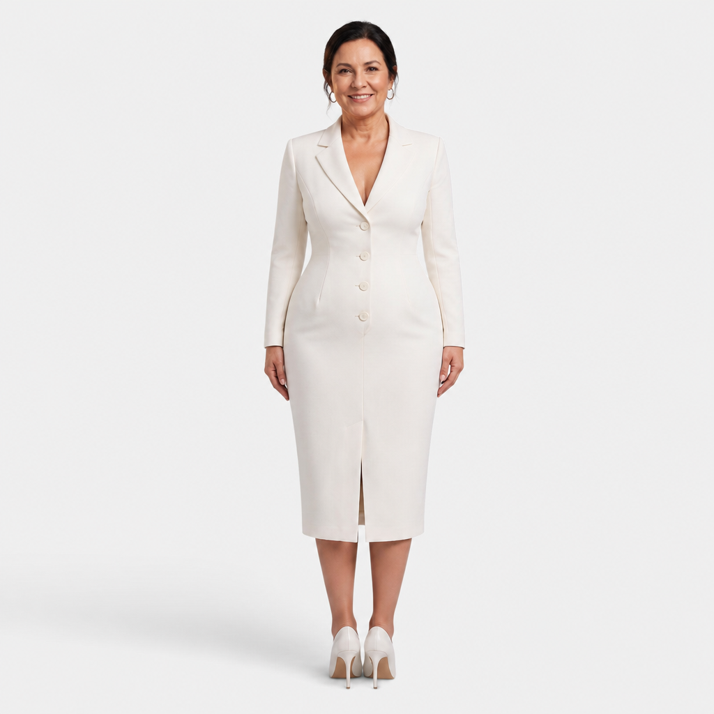 White Midi Blazer Dress - 3