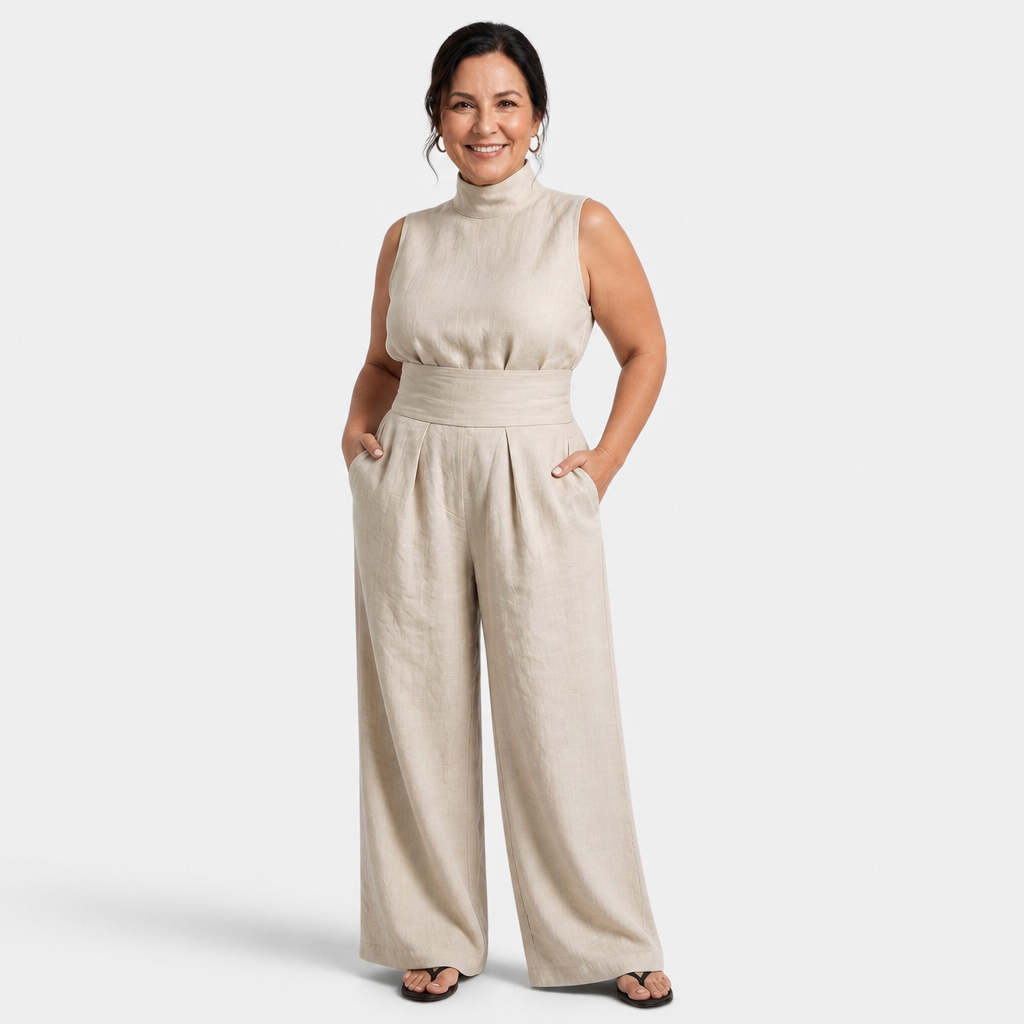 Sleeveless Cotton Linen Set - 1