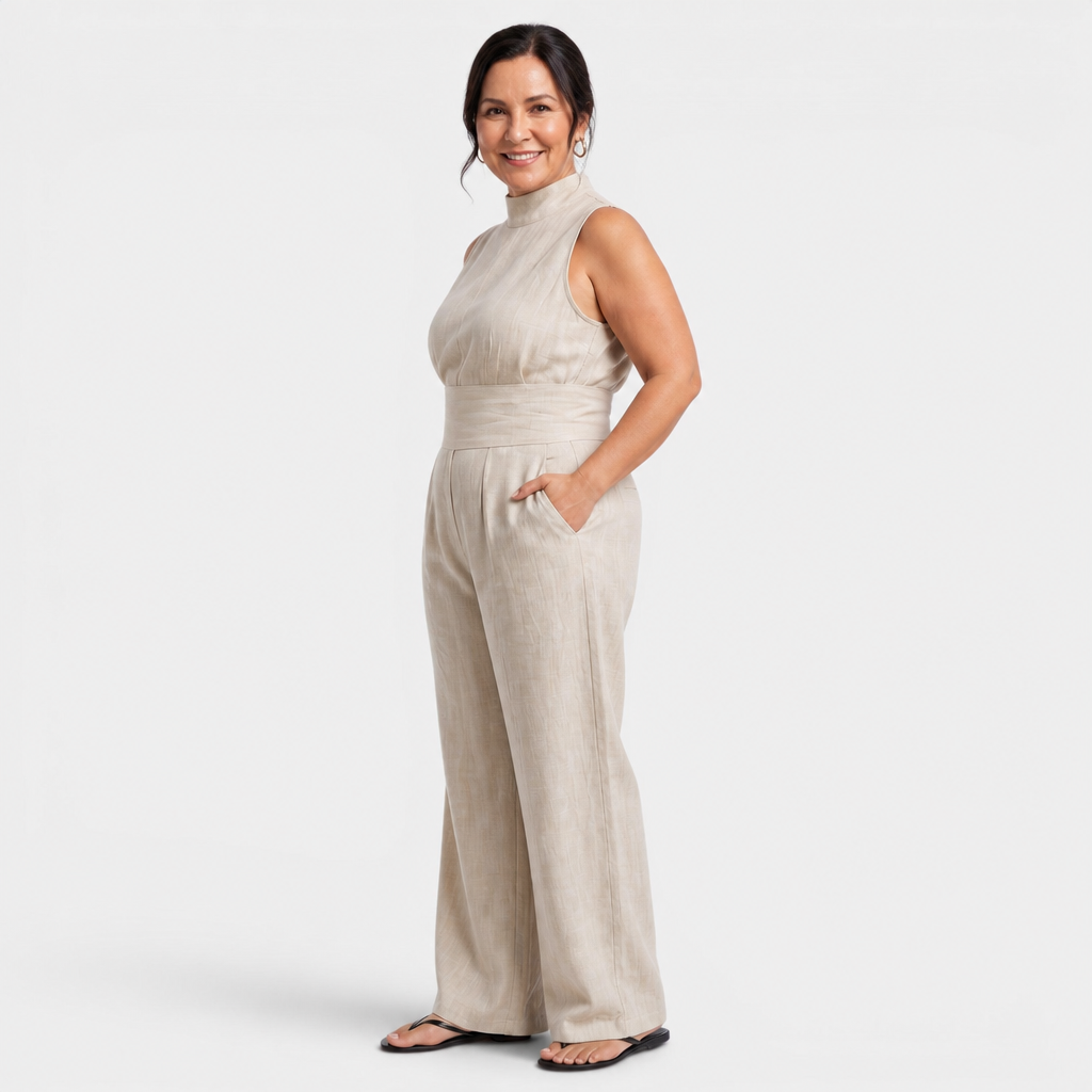 Sleeveless Cotton Linen Set - 3