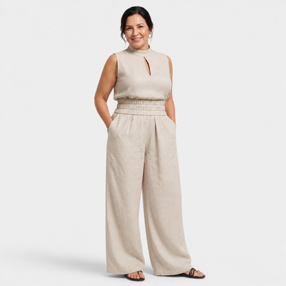 Sleeveless Cotton Linen Set - 4