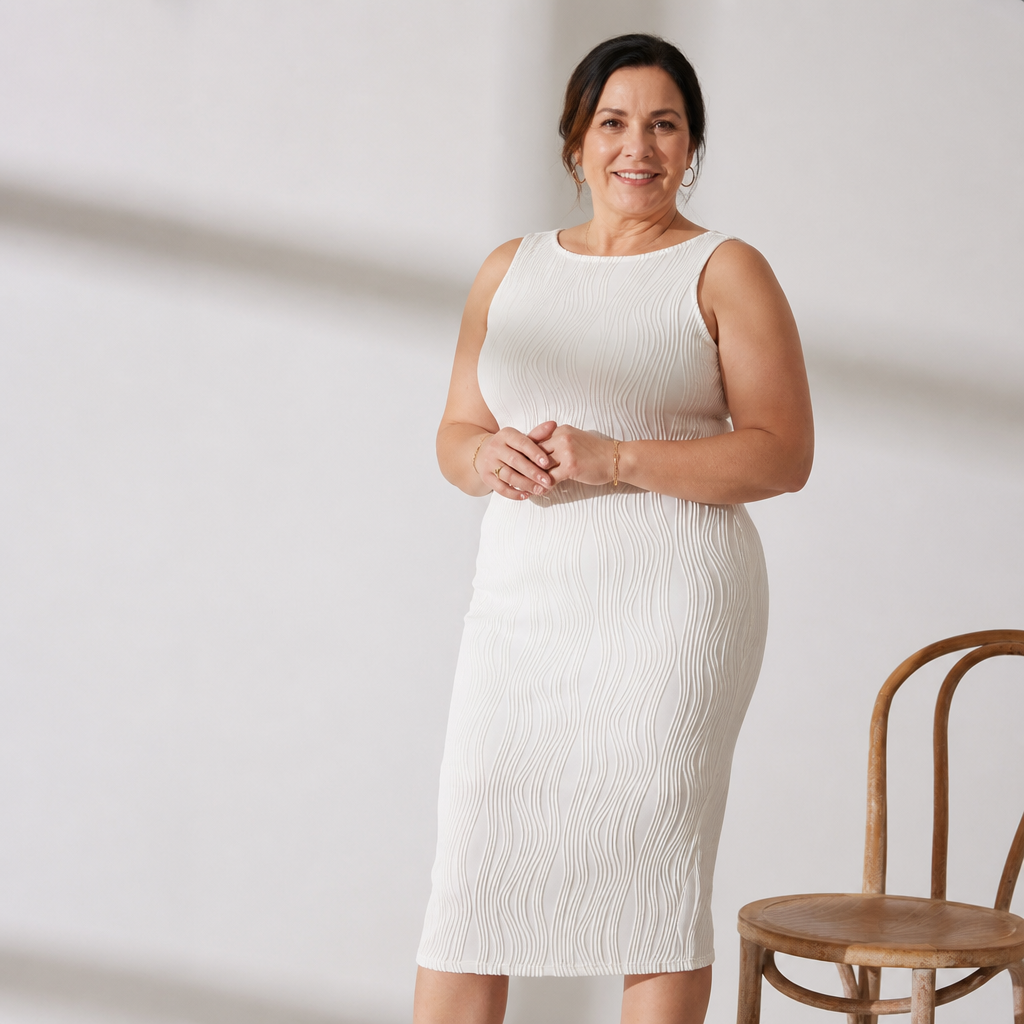 Water Ripple Textured Midi Dress - 4