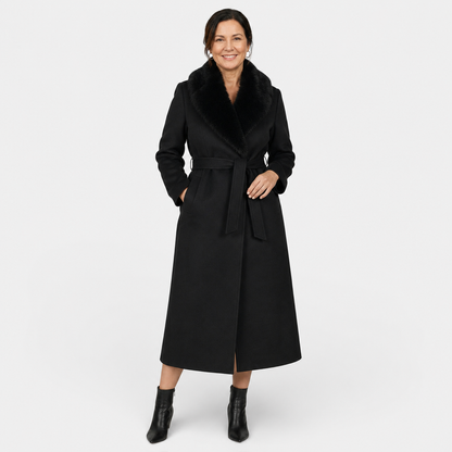 Fur-Collar Belted Coat - 1