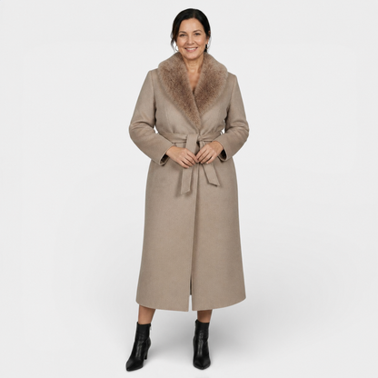 Fur-Collar Belted Coat - 6