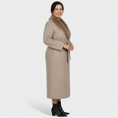 Fur-Collar Belted Coat - 7