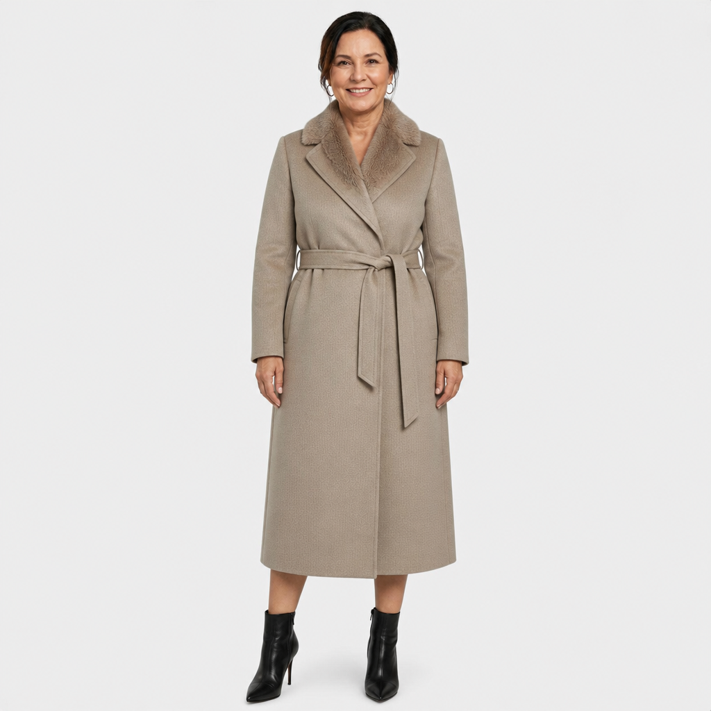 Fur-Collar Belted Coat - 8