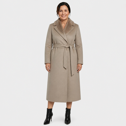 Fur-Collar Belted Coat - 8