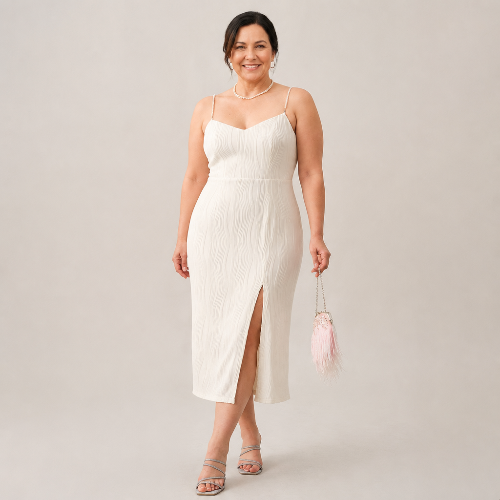 Pearl Strap Midi Dress - 1