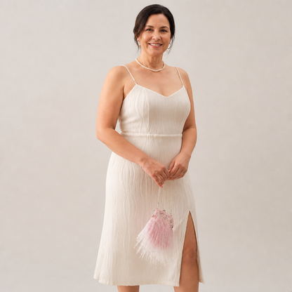 Pearl Strap Midi Dress - 4