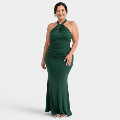 Women's Halter Backless Bodycon Maxi Dress - Green