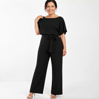 Women's Elegant Wide-Leg Jumpsuit - Black