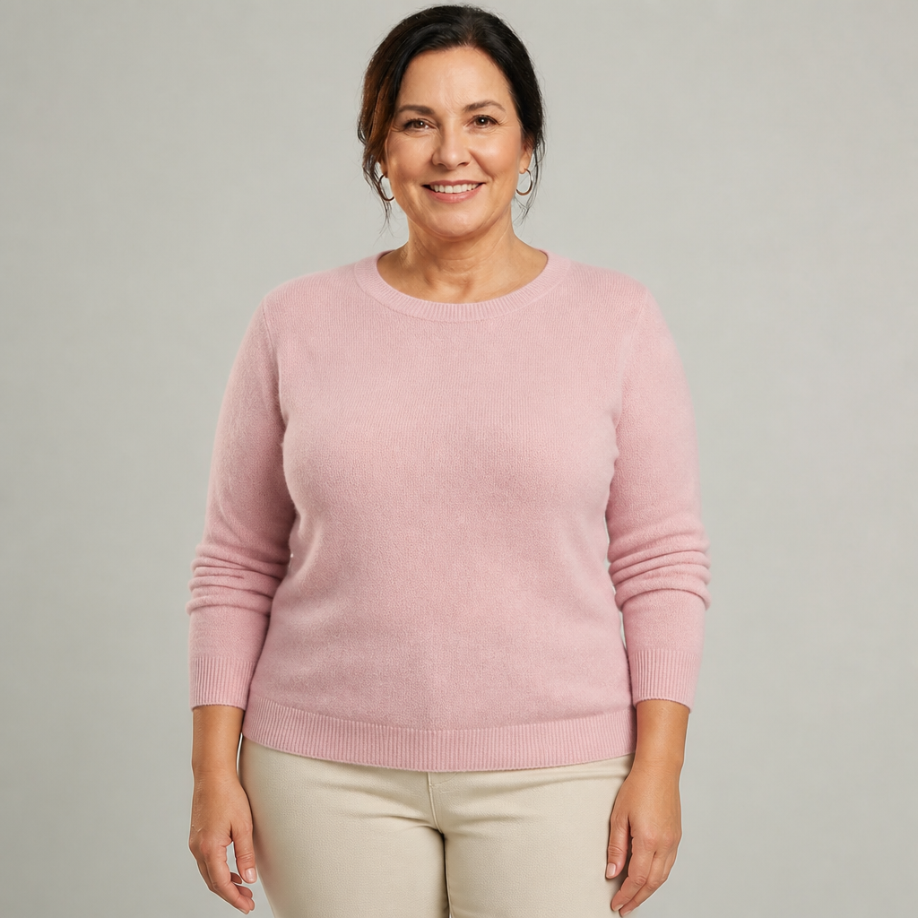Women's Classic Crewneck Cashmere Sweater - Pink