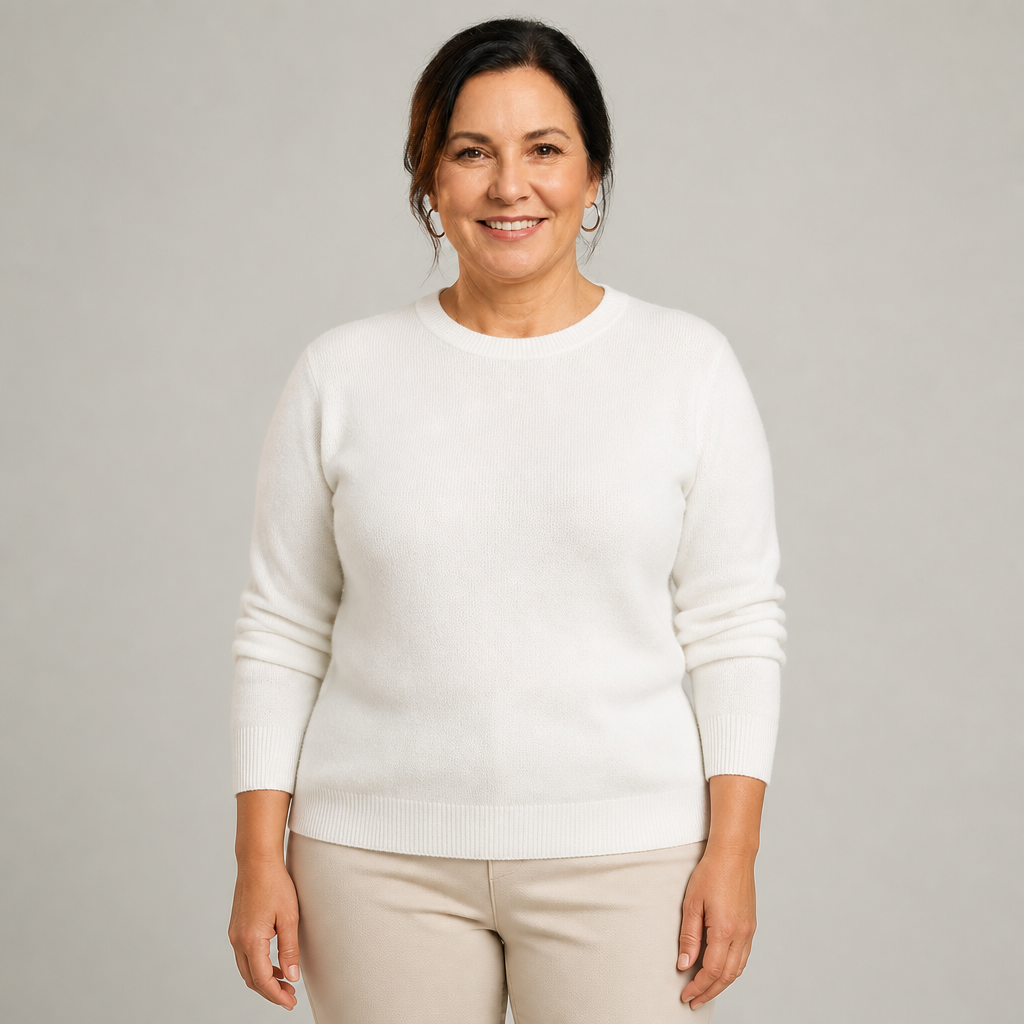 Women's Classic Crewneck Cashmere Sweater - White
