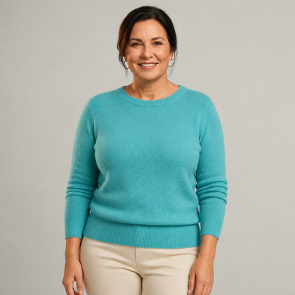 Women's Classic Crewneck Cashmere Sweater - Turquoise