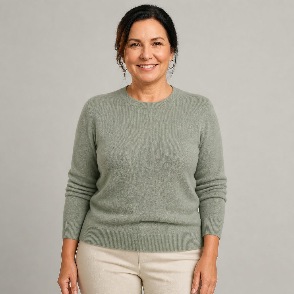 Women's Classic Crewneck Cashmere Sweater - Sage Green
