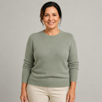 Women's Classic Crewneck Cashmere Sweater - Sage Green