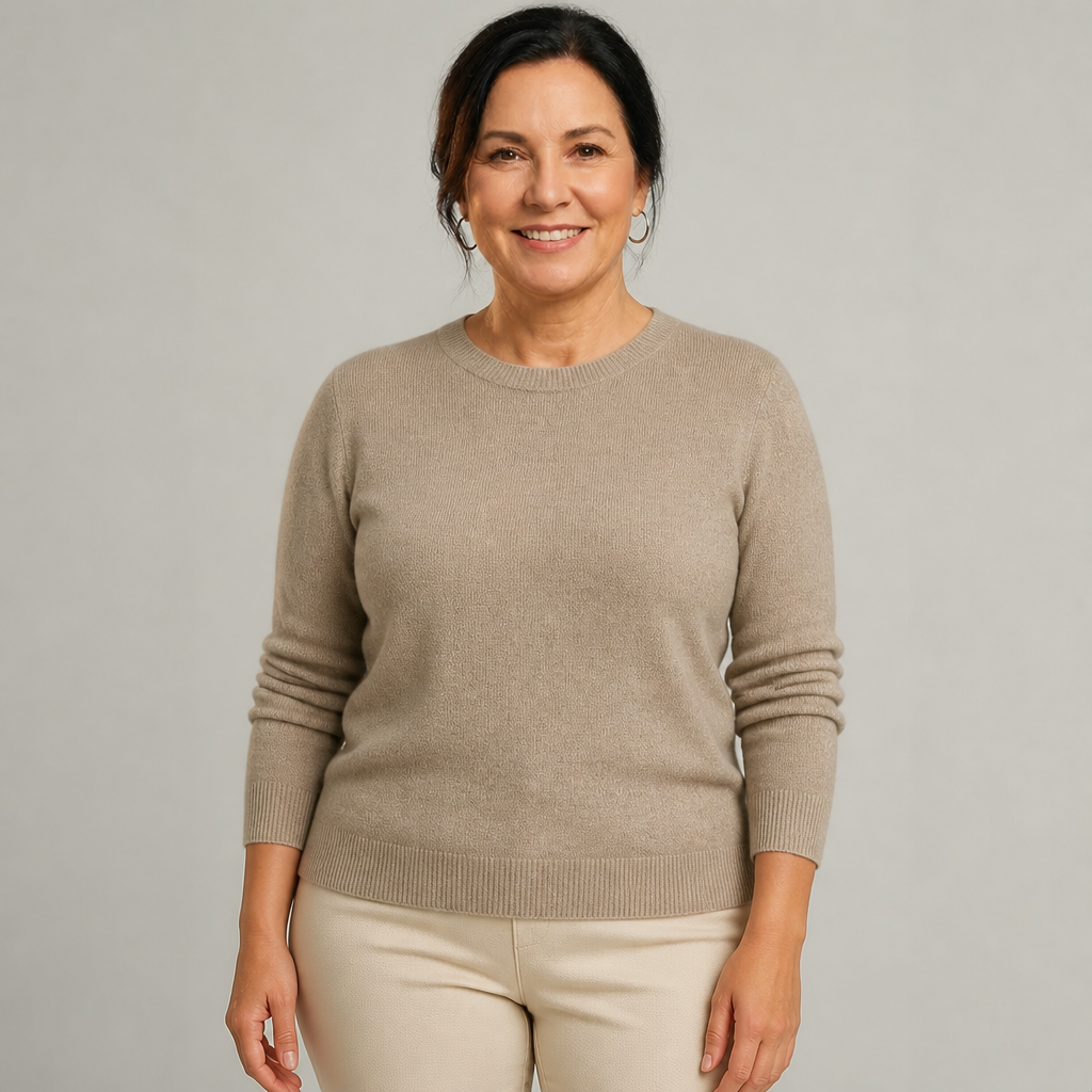 Women's Classic Crewneck Cashmere Sweater - Khaki