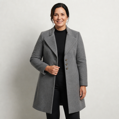 Women's Longline Tailored Wool-Blend Winter Coat - Grey
