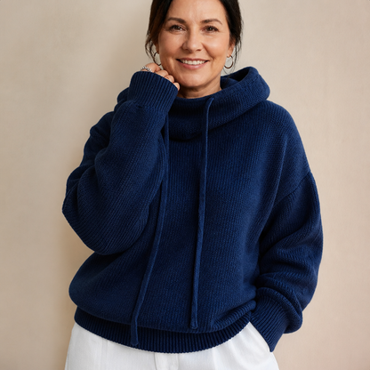 Women's Cozy Stylish Warm Hoodie Sweatshirt - Dark Blue