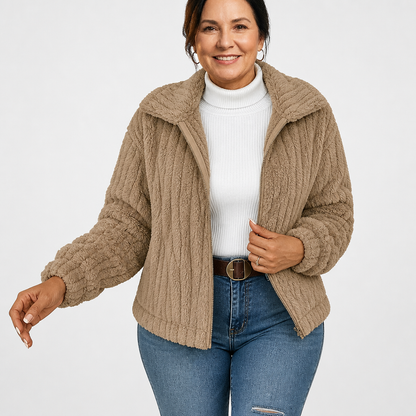 Women's Oversized Fluffy Cardigan Sweater - Khaki