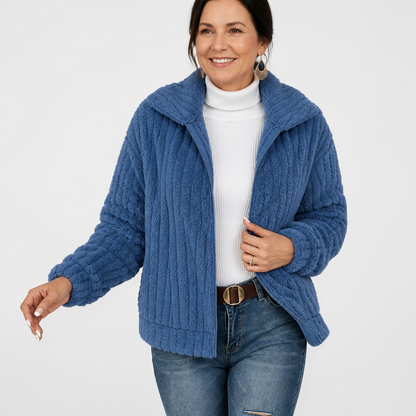 Women's Oversized Fluffy Cardigan Sweater - Blue