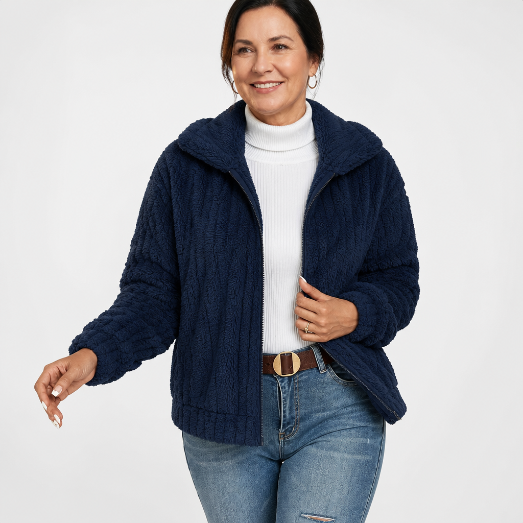 Women's Oversized Fluffy Cardigan Sweater - Navy blue