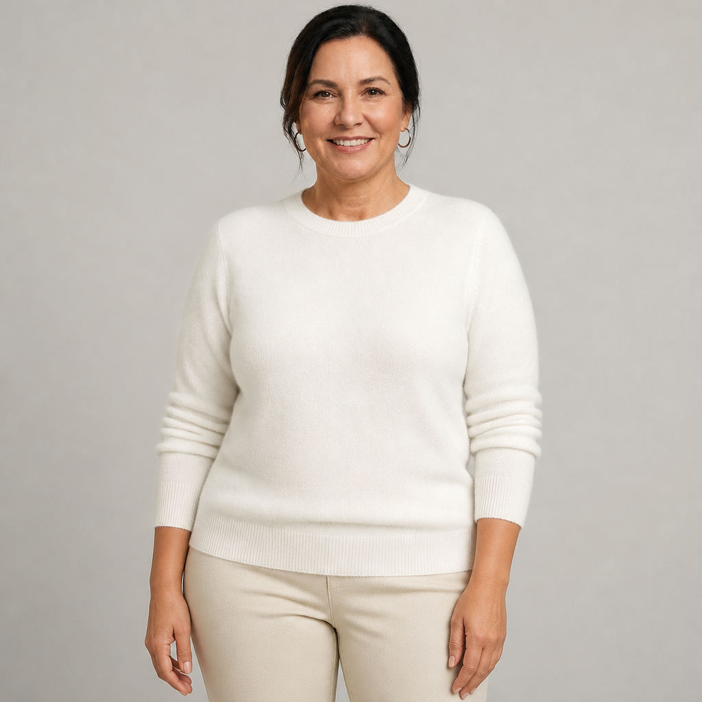 Women's Classic Crewneck Cashmere Sweater - White